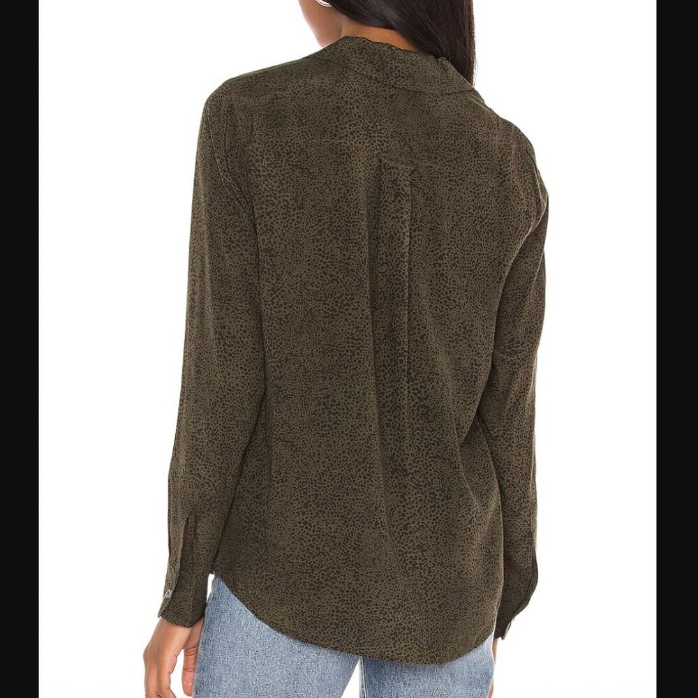 Rails Rebel Print Button Up Blouse, Olive Speckle… - image 3